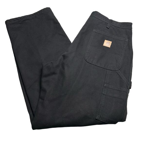 Carhartt | Men | Black Heavyweight Lined Cotton Canvas Carpenter Jeans | 36x30 - Picture 12 of 12